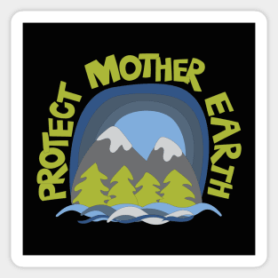 Protect Mother Earth Illustrated Mountain Climate Change Ambassador Sticker